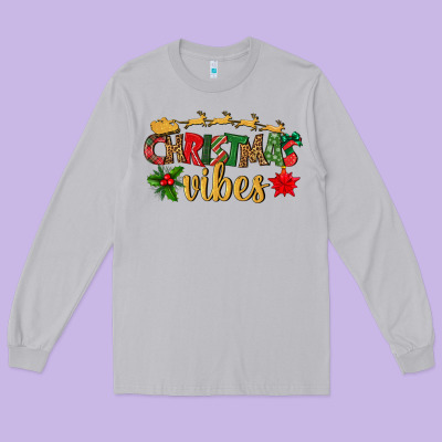 Christmas Vibes Long Sleeve Tee Designed By Bundleandbundleshop