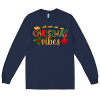 Navy christmas vibes Long Sleeve Tee - BundleAndBundleShop