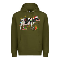 Army Green christmas holstein cow Premium Hoodie - CowGirlArtShop