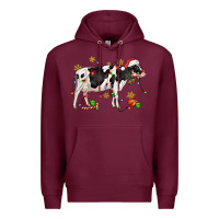 Burgundy christmas holstein cow Premium Hoodie - CowGirlArtShop