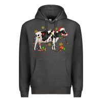 Charcoal Heather christmas holstein cow Premium Hoodie - CowGirlArtShop