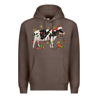 Coffee christmas holstein cow Premium Hoodie - CowGirlArtShop