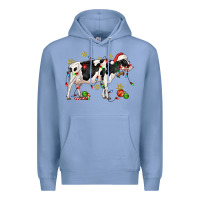 Colony Blue christmas holstein cow Premium Hoodie - CowGirlArtShop
