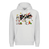 Dove Grey christmas holstein cow Premium Hoodie - CowGirlArtShop