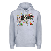 Heather Grey christmas holstein cow Premium Hoodie - CowGirlArtShop