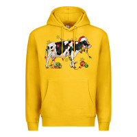Lemon christmas holstein cow Premium Hoodie - CowGirlArtShop