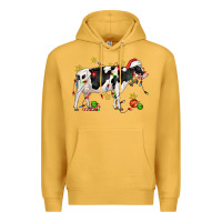 Mustard christmas holstein cow Premium Hoodie - CowGirlArtShop