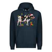 Navy christmas holstein cow Premium Hoodie - CowGirlArtShop