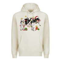 Oatmeal Heather christmas holstein cow Premium Hoodie - CowGirlArtShop
