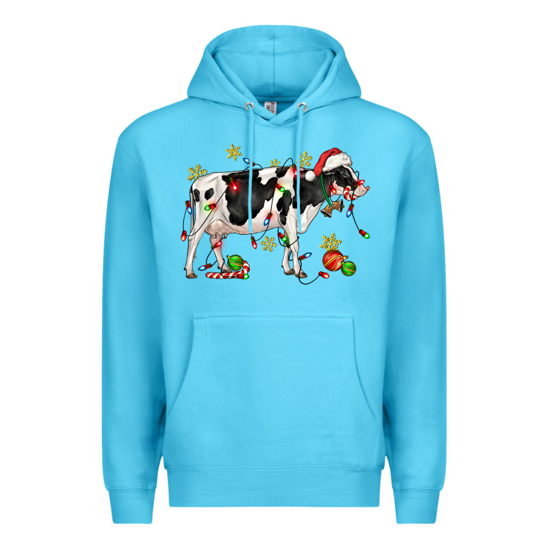 Christmas Holstein Cow Premium Hoodie by CowGirlArtShop | Teevron