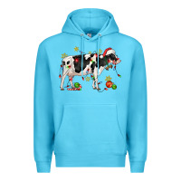 Ocean Blue christmas holstein cow Premium Hoodie - CowGirlArtShop