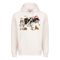 Pale Pink christmas holstein cow Premium Hoodie - CowGirlArtShop