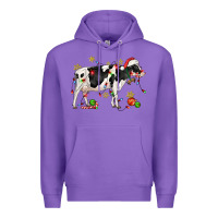 Purple christmas holstein cow Premium Hoodie - CowGirlArtShop