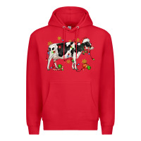 Red christmas holstein cow Premium Hoodie - CowGirlArtShop