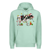 Seafoam christmas holstein cow Premium Hoodie - CowGirlArtShop