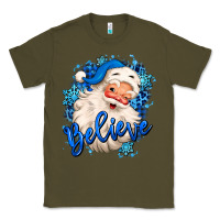 Army Green believe winter christmas santa claus Classic Tee - MaliasSmallBusiness
