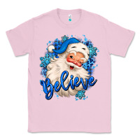 Bubblegum Pink believe winter christmas santa claus Classic Tee - MaliasSmallBusiness