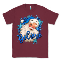 Burgundy believe winter christmas santa claus Classic Tee - MaliasSmallBusiness