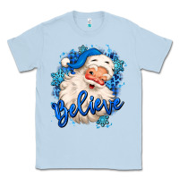 Dusty Blue believe winter christmas santa claus Classic Tee - MaliasSmallBusiness