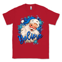Red believe winter christmas santa claus Classic Tee - MaliasSmallBusiness