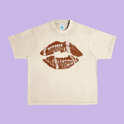 Football Lips Urban Heavy Tee Designed By Adodesignshop
