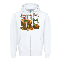 White Happy Fall Y'all Zipper Hoodie - texasbilliewilder
