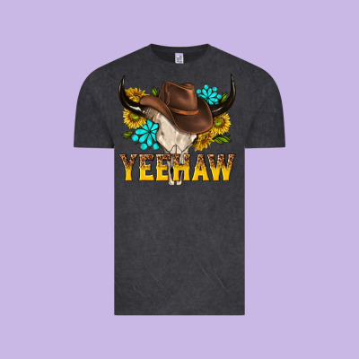 Yeehaw Bull Skull Vintage Tee Designed By Nancycooperartshop