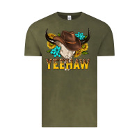 Vintage Olive yeehaw bull skull Vintage Tee - NancyCooperArtShop
