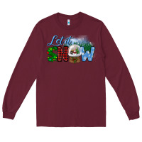 Burgundy let it snow Long Sleeve Tee - BundleAndBundleShop