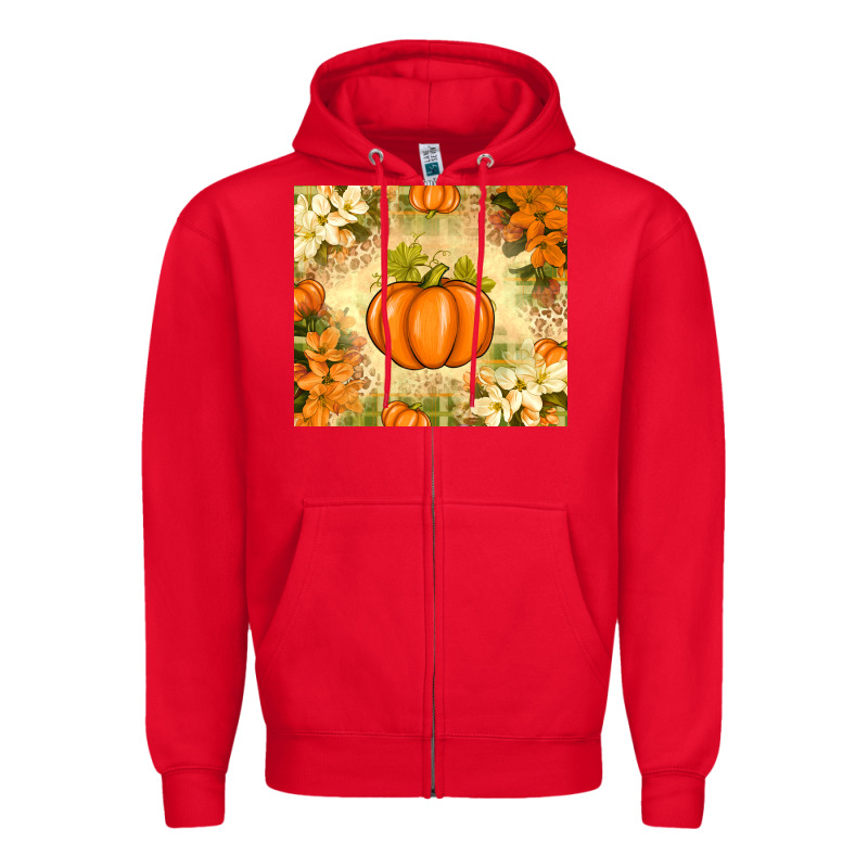 Fall Pumpkins With Flowers Zipper Hoodie by texasbilliewilder | Teevron