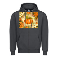 Smoke Fall Pumpkins with Flowers Zipper Hoodie - texasbilliewilder