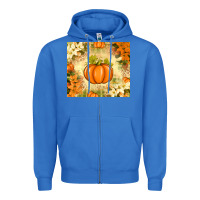 True Royal Fall Pumpkins with Flowers Zipper Hoodie - texasbilliewilder