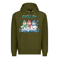 Army Green chillin with my snowmies Premium Hoodie - CowGirlArtShop
