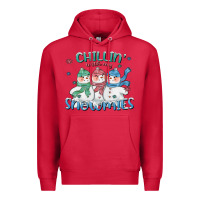 Cardinal chillin with my snowmies Premium Hoodie - CowGirlArtShop