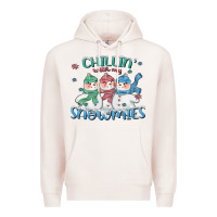 Pale Pink chillin with my snowmies Premium Hoodie - CowGirlArtShop