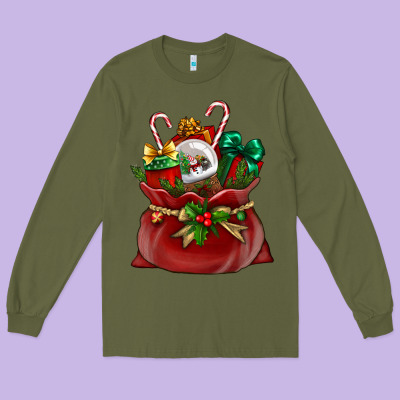 Christmas Santa Claus Bag Long Sleeve Tee Designed By Bundleandbundleshop