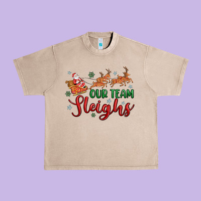 Our Team Sleigh Urban Heavy Tee Designed By Maliassmallbusiness