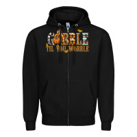 Black Gobble Til You Wobble with Turkey Zipper Hoodie - texasbilliewilder