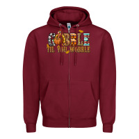 Burgundy Gobble Til You Wobble with Turkey Zipper Hoodie - texasbilliewilder