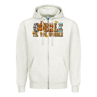 Oatmeal Heather Gobble Til You Wobble with Turkey Zipper Hoodie - texasbilliewilder