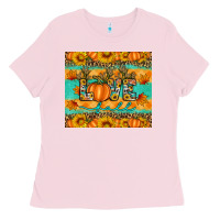 Bubblegum Pink love fall Ladies Tee - Artiststas