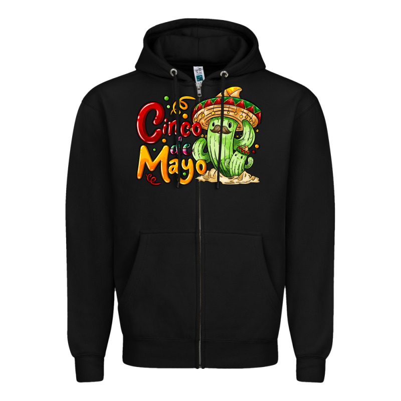 Cinco De Mayo With Cactus Zipper Hoodie by NancyCooperArtShop | Teevron