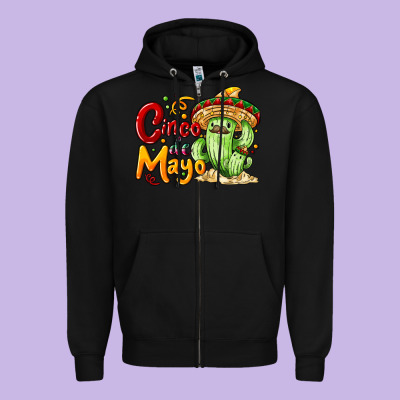Cinco De Mayo With Cactus Zipper Hoodie Designed By Nancycooperartshop