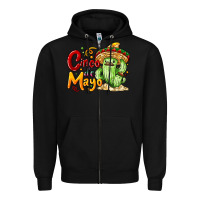 Black Cinco de mayo with cactus Zipper Hoodie - NancyCooperArtShop