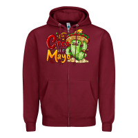 Burgundy Cinco de mayo with cactus Zipper Hoodie - NancyCooperArtShop
