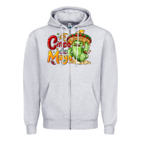 Heather Grey Cinco de mayo with cactus Zipper Hoodie - NancyCooperArtShop