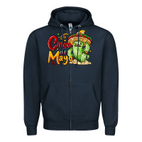 Navy Cinco de mayo with cactus Zipper Hoodie - NancyCooperArtShop