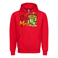 Red Cinco de mayo with cactus Zipper Hoodie - NancyCooperArtShop