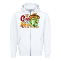 White Cinco de mayo with cactus Zipper Hoodie - NancyCooperArtShop