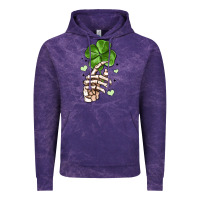 Cloud Purple skeleton hand with shamrock st patrick s day Vintage Hoodie - MaliasSmallBusiness